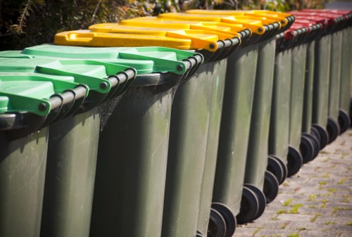 Central London skyline with waste clearance service in action